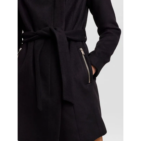 Recycled Wool Blend Belted Winter Coat - Coats & Jackets