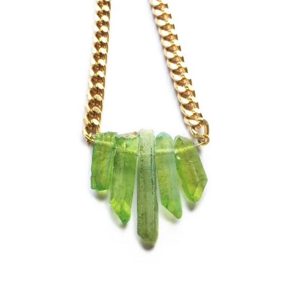 Rocked Up Mini Crystal Quartz Necklace - Green - Necklaces