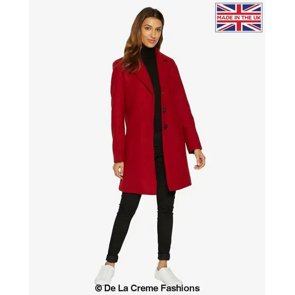 Sara Covert Button Up Coat - UK 12/EU 40/US 8 / Red Coats &