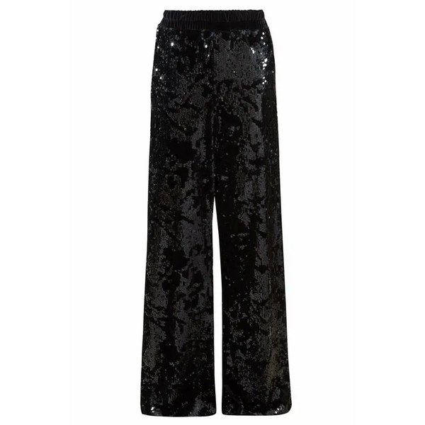 Sequin Flared Trousers - XS / Black Pants