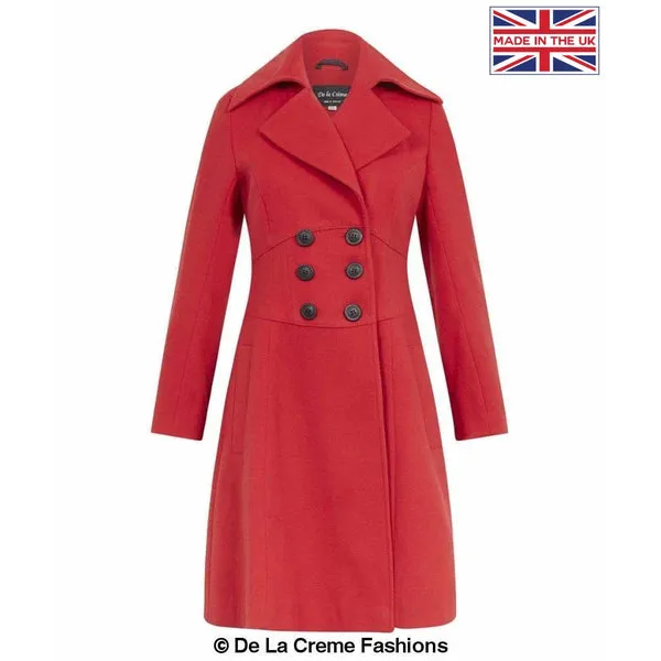 Slim Fit A - Line Coat - UK 14/EU 42/US 10 / Red Coats &