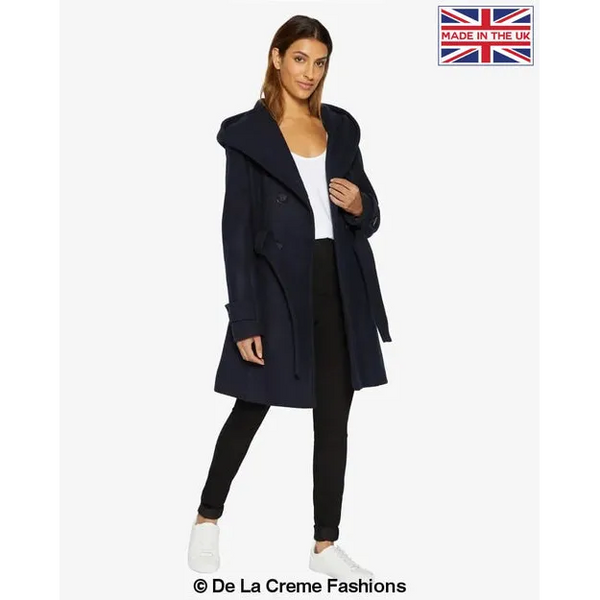 Slim Fit Shawl Hooded Coat - UK 16/EU 44/US 12 / Navy Coats