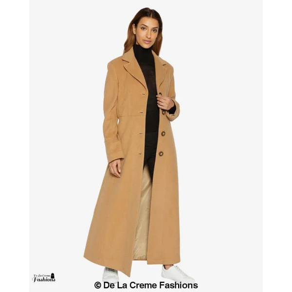 Slim Fit Wool Blend Longline Maxi Coat (1816) - Coats &