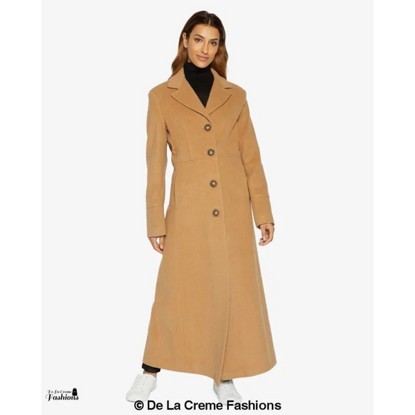 Slim Fit Wool Blend Longline Maxi Coat (1816) - Coats &