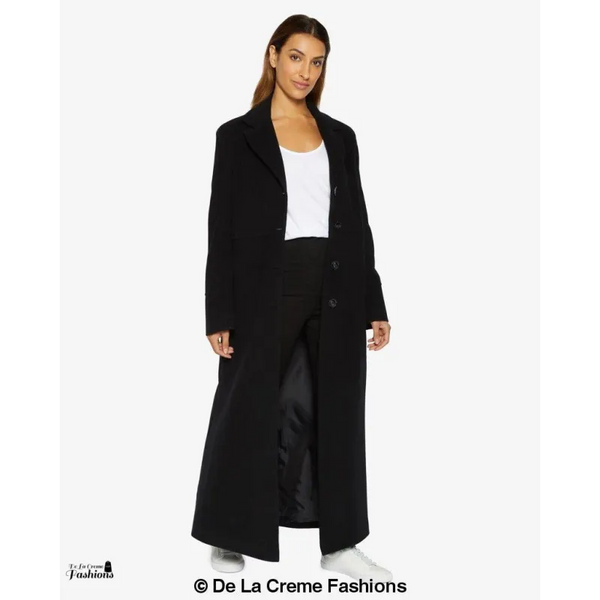 Slim Fit Wool Blend Longline Maxi Coat (1816) - Coats &