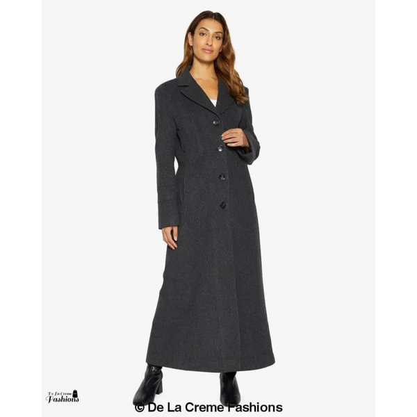 Slim Fit Wool Blend Longline Maxi Coat (1816) - Coats &