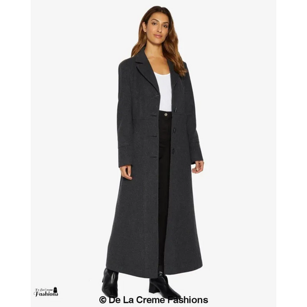 Slim Fit Wool Blend Longline Maxi Coat (1816) - Coats &