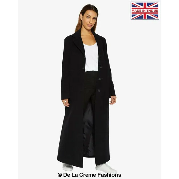 Slim Fit Wool Blend Longline Maxi Coat (1816) - UK 10/EU