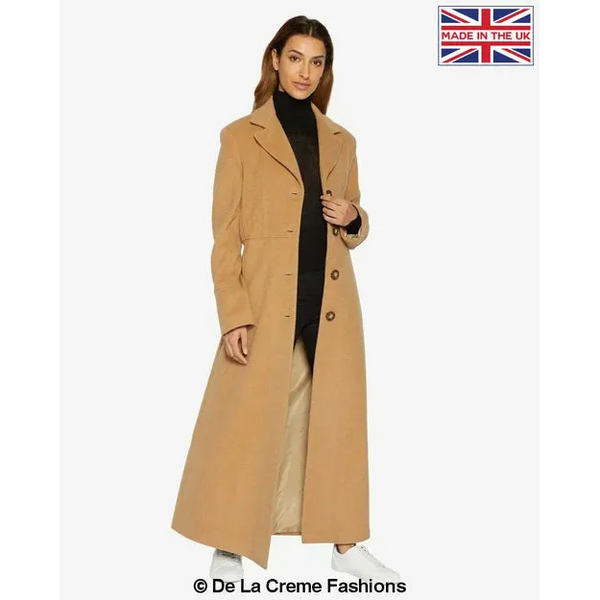 Slim Fit Wool Blend Longline Maxi Coat (1816) - UK 14/EU