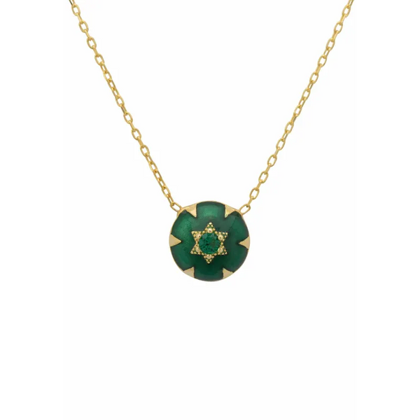 Star Of David Green Enamel Necklace Gold - Jewelry & Watches