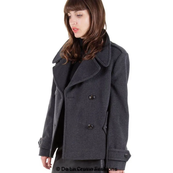 Tailored Harris Tweed Contrast Short Pea Coat - Coats &