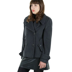 Tailored Harris Tweed Contrast Short Pea Coat - Coats &
