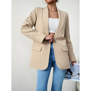 Temperament commuter lapel ladies blazer - Cracker khaki / S