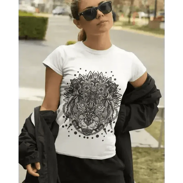 Tiger Mandala Unisex T-Shirt Crew Neck Cotton - Epic Fashion UKAllClothingCotton