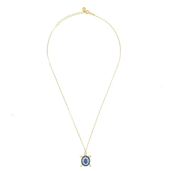 Turtle Turquoise Blue Pendant Necklace Gold - Accessories