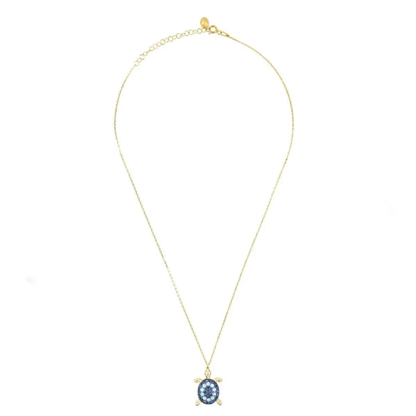 Turtle Turquoise Blue Pendant Necklace Gold - Accessories