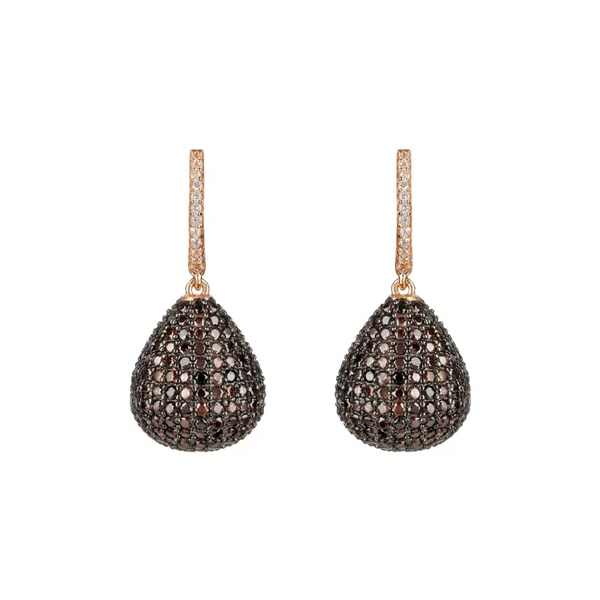 Valerie Pear Drop Gemstone Earring Rosegold Chocolate Cz