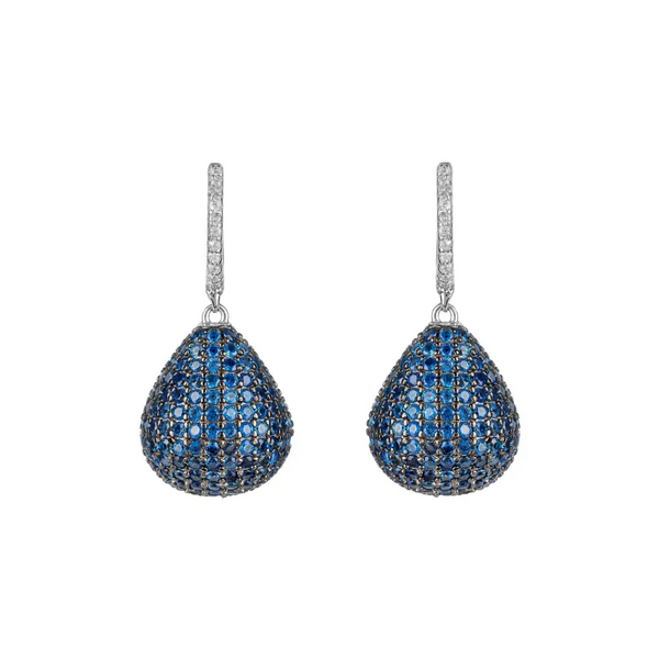 Valerie Pear Drop Gemstone Earrings Silver Sapphire Blue