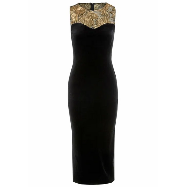 Velvet Bodycon Dress - M / Gold Dresses