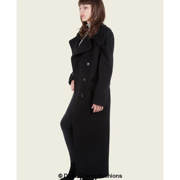 Women’s Double Breasted Wool & Cashmere Blend Long Coat