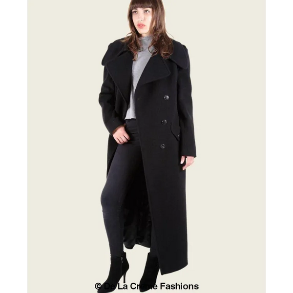 Women’s Double Breasted Wool & Cashmere Blend Long Coat