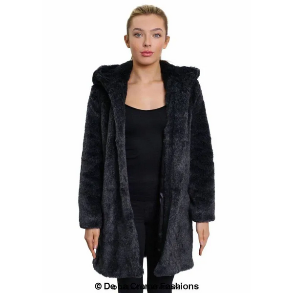 Women’s Luxury Faux Fur Jacket Ladies Hooded Winter Coat