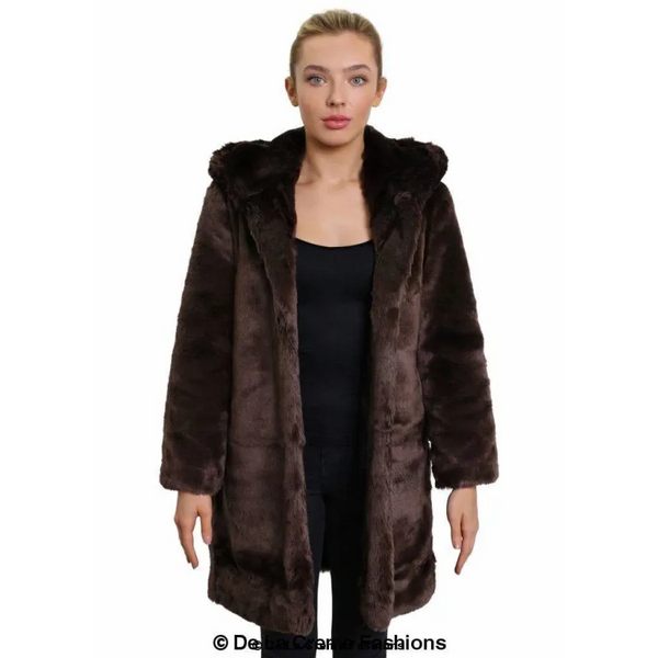 Women’s Luxury Faux Fur Jacket Ladies Hooded Winter Coat