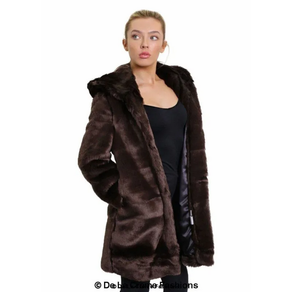 Women’s Luxury Faux Fur Jacket Ladies Hooded Winter Coat