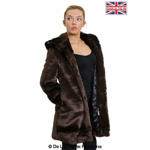 Women’s Luxury Faux Fur Jacket Ladies Hooded Winter Coat