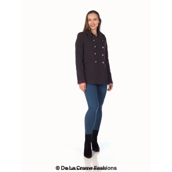 Women’s Military Style Pea Coat - Coats & Jackets