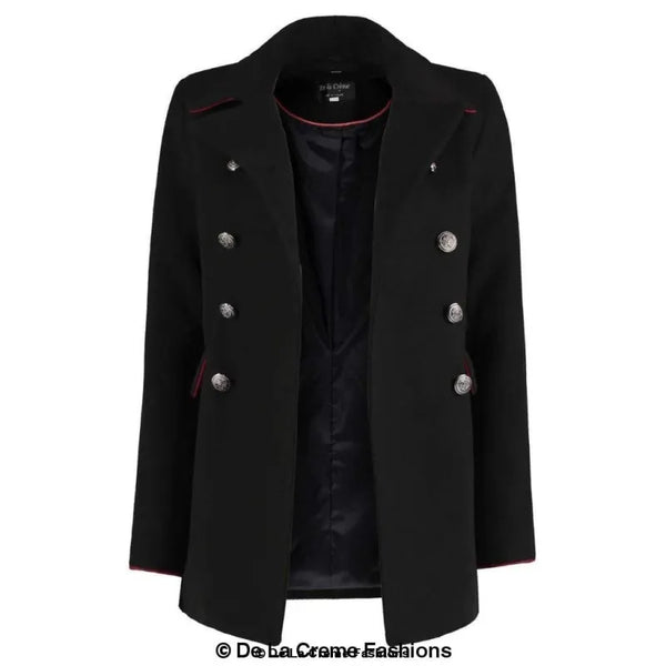 Women’s Military Style Pea Coat - Coats & Jackets