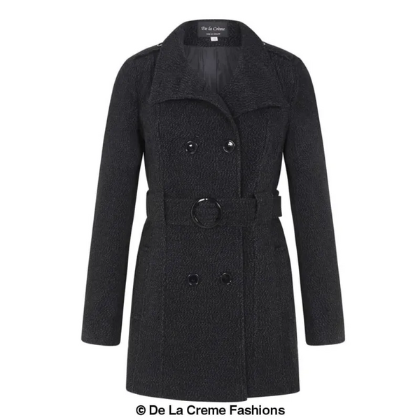 Women’s Military Style Wool Belted Coat - Coats & Jackets