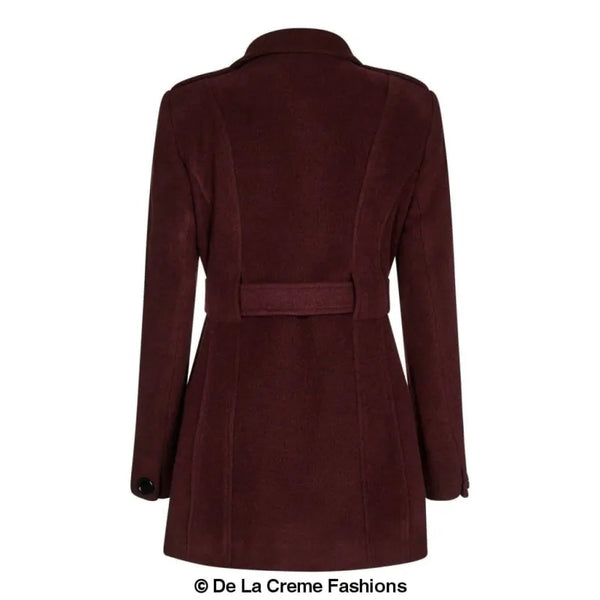 Women’s Military Style Wool Belted Coat - Coats & Jackets