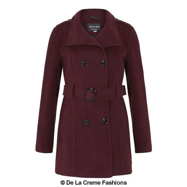 Women’s Military Style Wool Belted Coat - Coats & Jackets