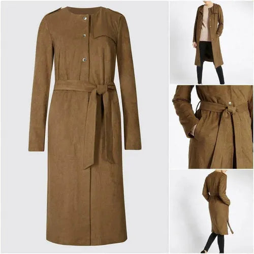 Women’s Tan Brown Suedette Longline Duster Coat - UK 8/EU