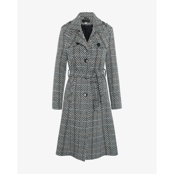 Women’s Wool Blend Check Military Duster Coat - Coats &