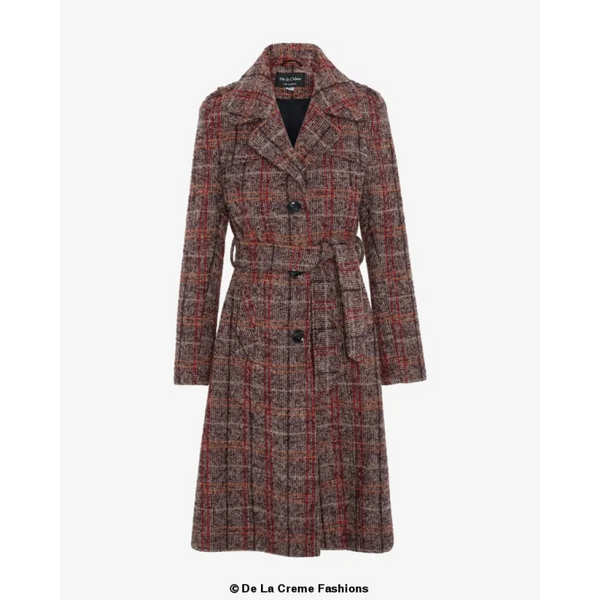 Women’s Wool Blend Check Military Duster Coat - Coats &