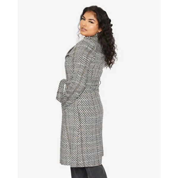 Women’s Wool Blend Check Military Duster Coat - Coats &