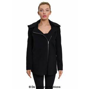 Women’s Wool Blend Zip Up Hooded Coat - Jackets & Coats