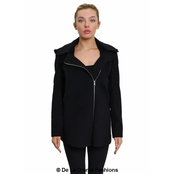 Women’s Wool Blend Zip Up Hooded Coat - Jackets & Coats