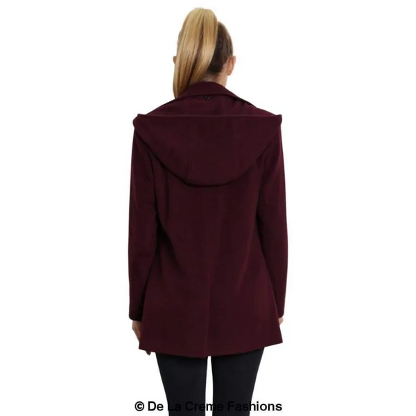 Women’s Wool Blend Zip Up Hooded Coat - Jackets & Coats