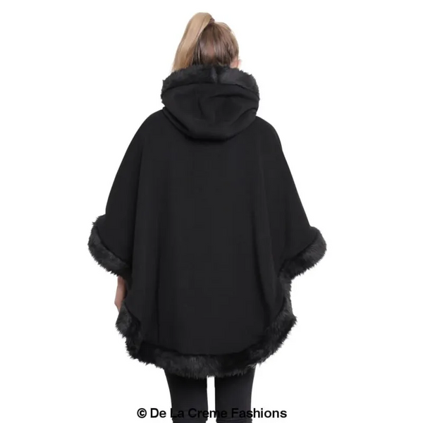 Women’s Wool & Cashmere Blend Fur Lined Hooded Cape