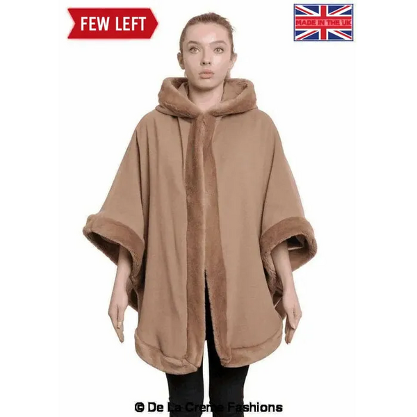 Women’s Wool & Cashmere Blend Fur Lined Hooded Cape