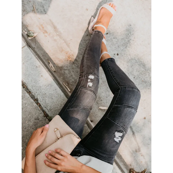 Women’s Biker V2 Ripped Moto Skinny Jeans