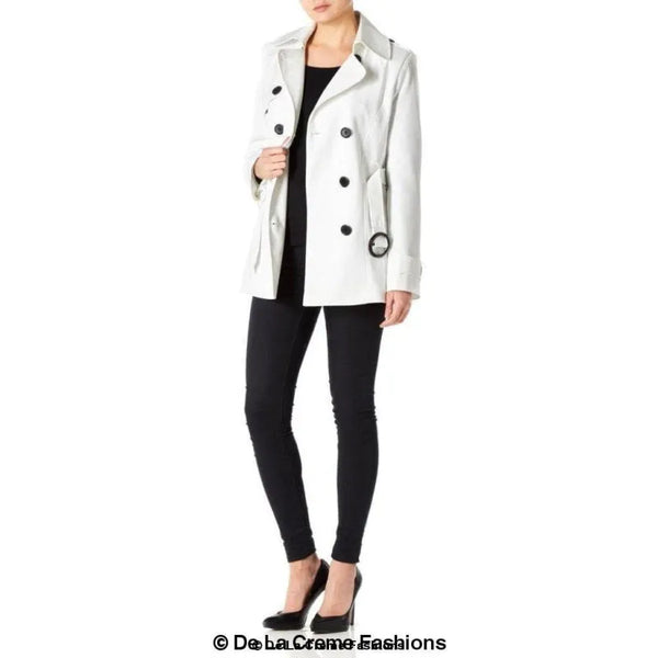 Women’s Double Breasted Short Belted Coat - Coats & Jackets