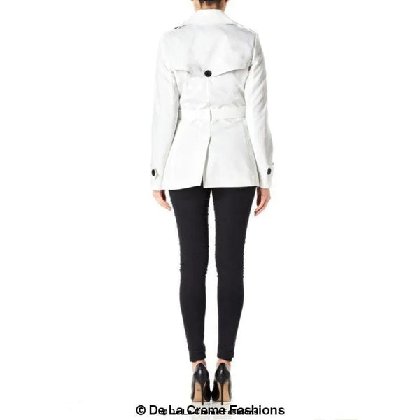 Women’s Double Breasted Short Belted Coat - Coats & Jackets