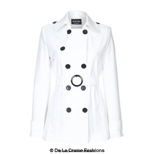 Women’s Double Breasted Short Belted Coat - Coats & Jackets