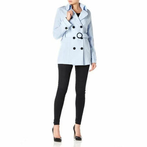 Women’s Double Breasted Short Belted Coat - Coats & Jackets