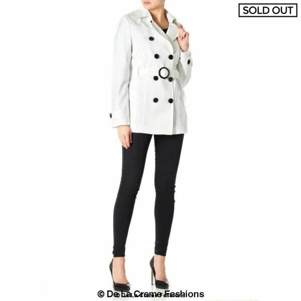 Women’s Double Breasted Short Belted Coat - Coats & Jackets