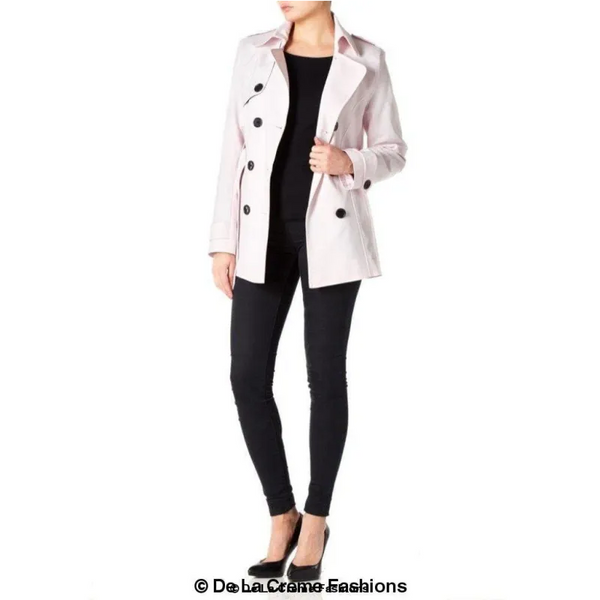 Women’s Double Breasted Short Belted Coat - Coats & Jackets